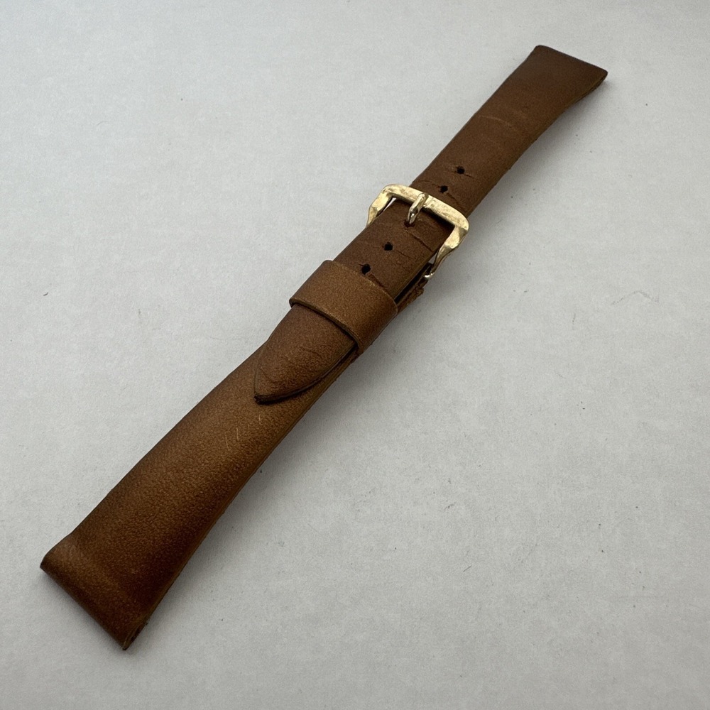 Caravelle Brown Leather Watch Strap Gold Tone Buckle Replacement Band